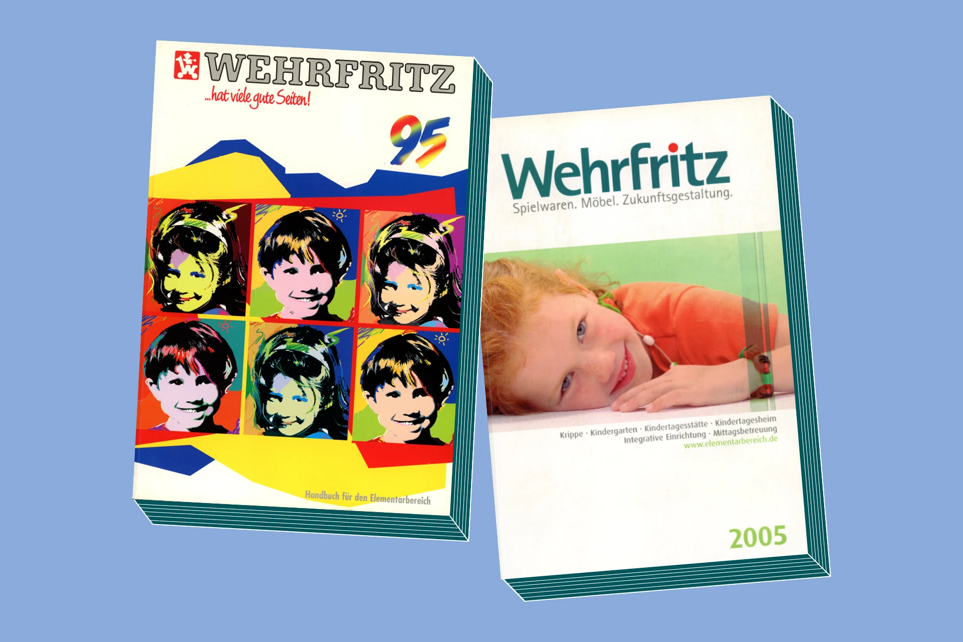 Zwei Katalog-Titelseiten der Firma Wehrfritz.
